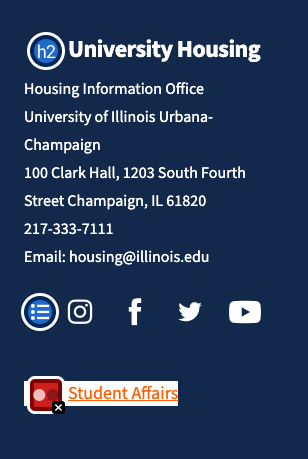 Screenshot of Student Affairs link in hover state