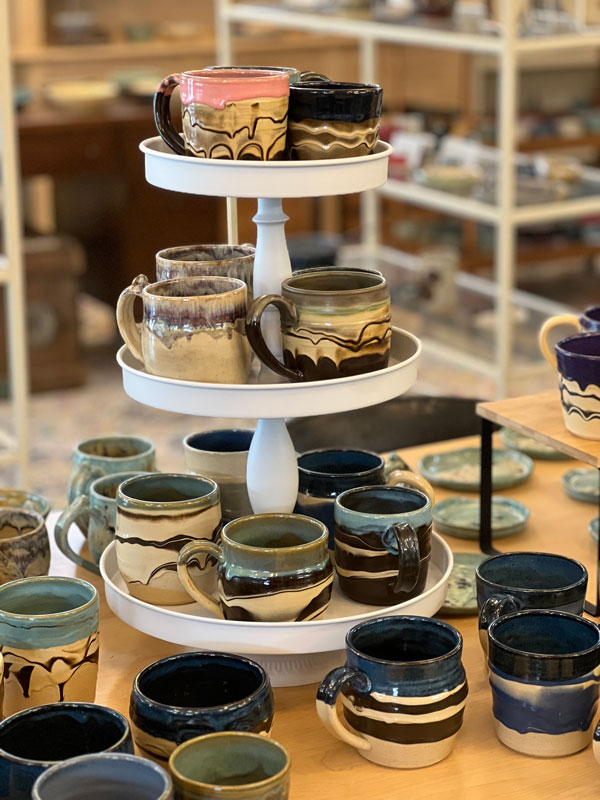 Handmade ceramic mugs made by Melissa.