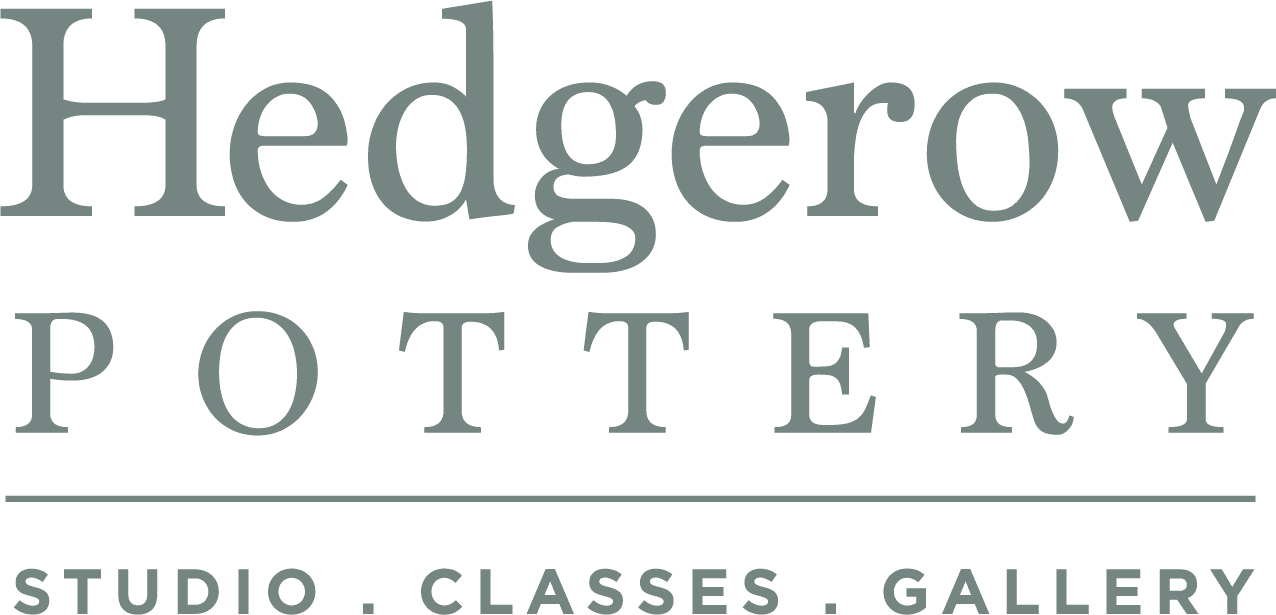 The Hedgerow Pottery wordmark without the circle, with the tagline Studio, Classes, Gallery beneath it.